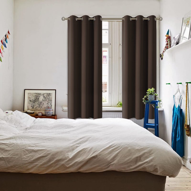 BGment Blackout Curtains for Living Room - Grommet Thermal Insulated Room Darkening Curtains for Bedroom, 2 Panels of 42 x 72 Inch, Brown - Image 2